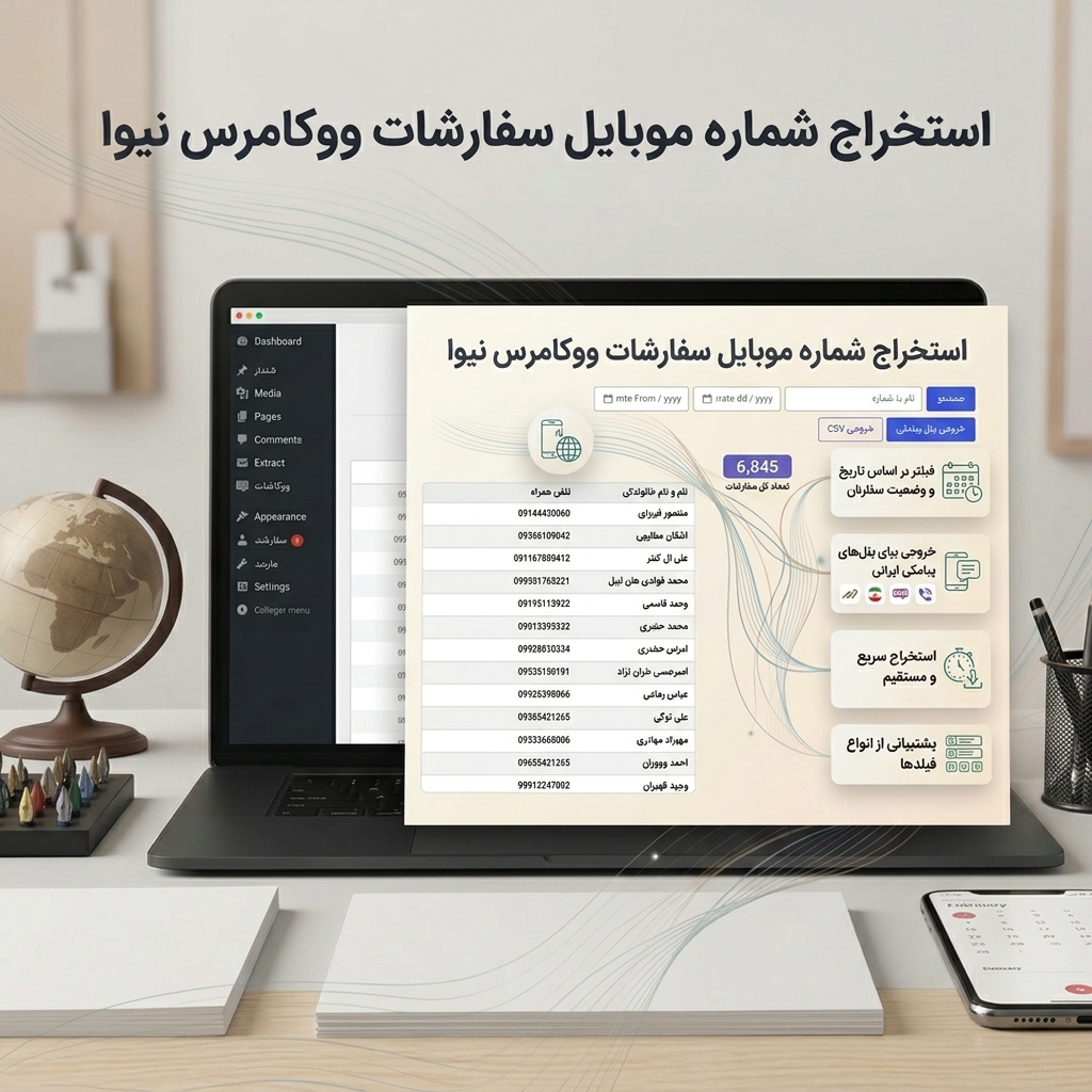 استخراج شماره موبایل‌ ووکامرس نیوا