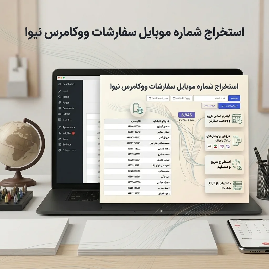 استخراج شماره موبایل  ووکامرس نیوا